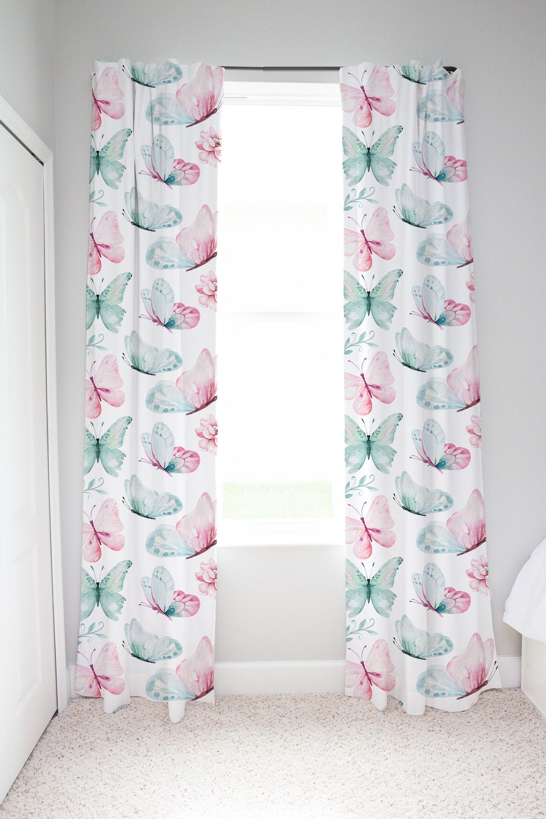 Butterfly Nursery Curtains, Butterfly Window Curtains, Baby Girl