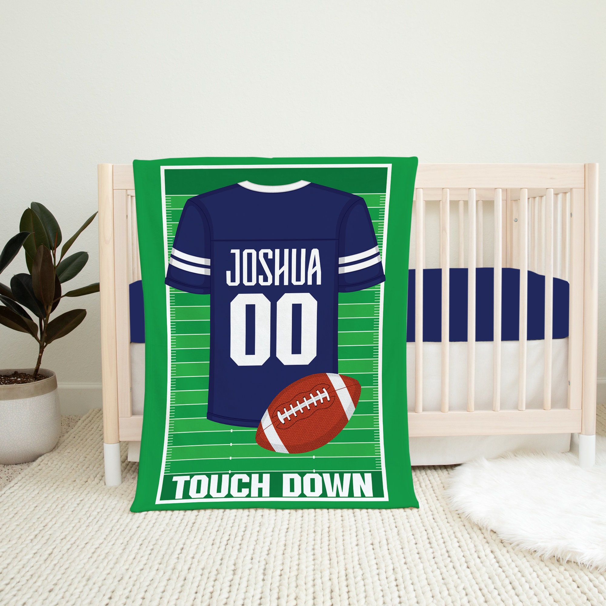Personalized Football Blanket Baby Name Blanket Baby Boy Etsy UK
