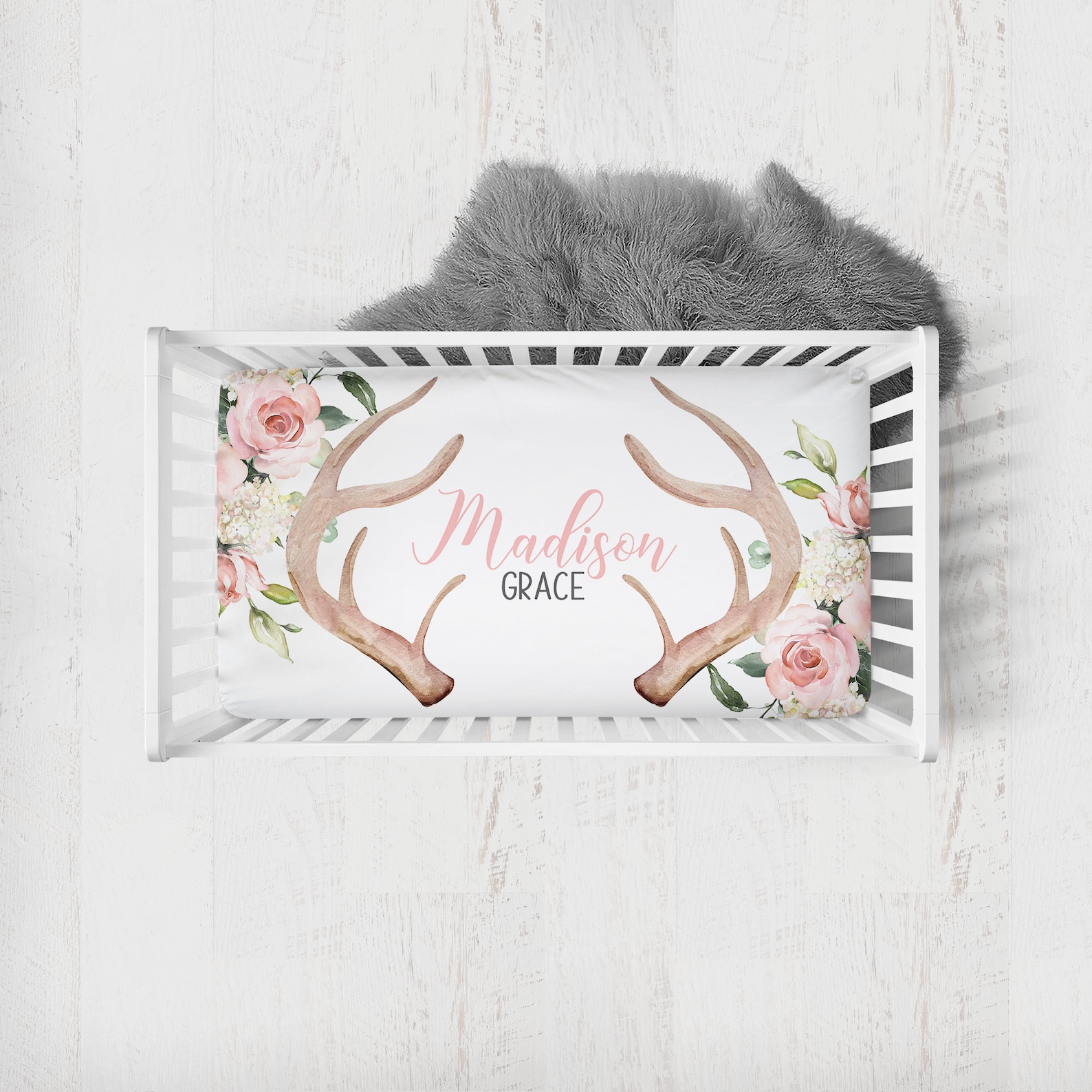 Deer Crib Bedding Set, Baby Girl Crib Bedding Sets With Deer Antlers ...