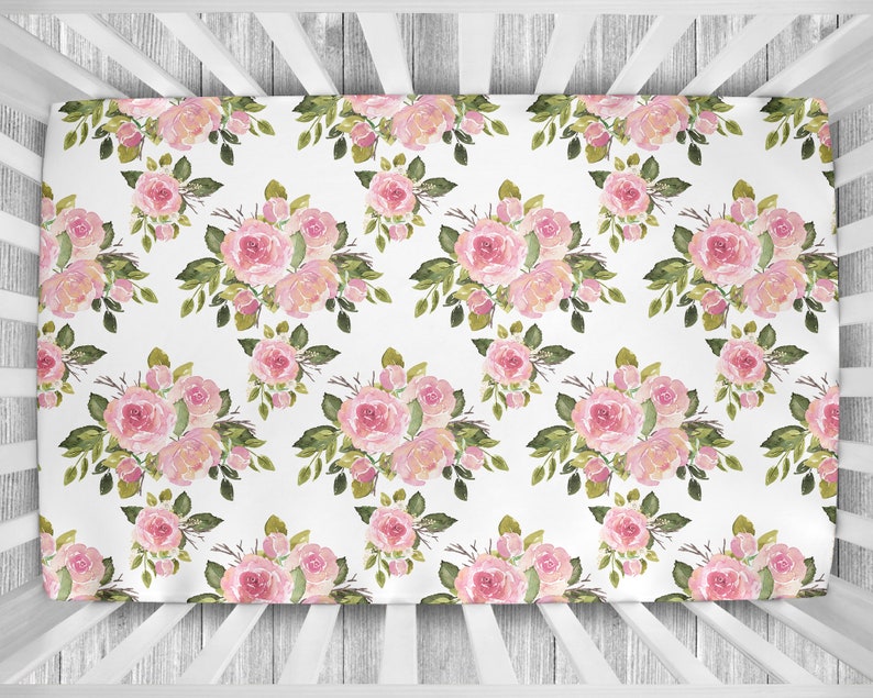 Pink Floral Crib Sheet Floral Crib Bedding Floral Nursery Etsy