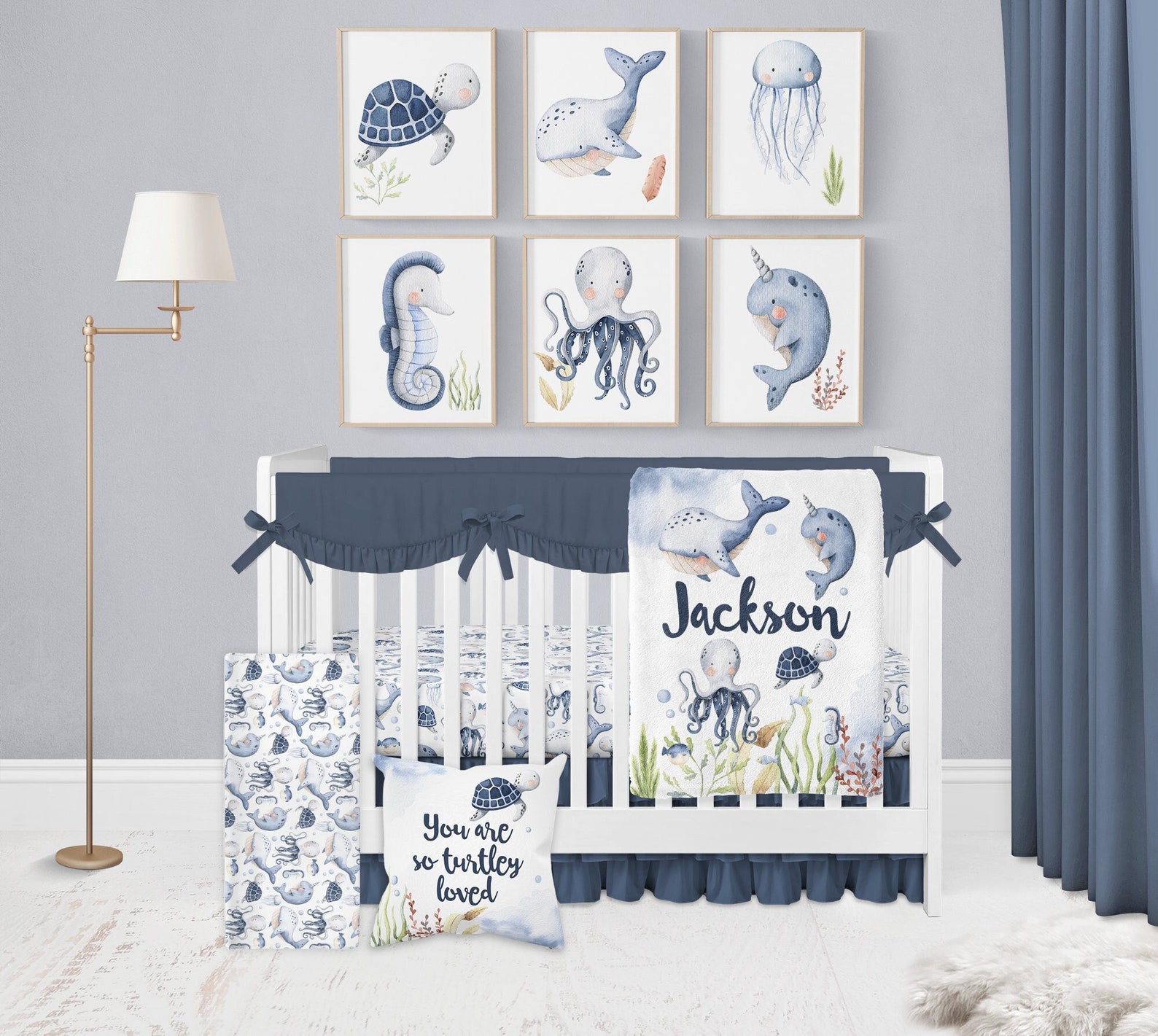 Ocean Crib Bedding Set Baby Boy Crib Bedding Set Under the Etsy