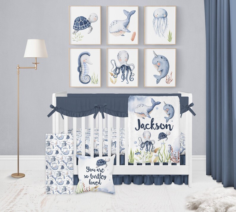 Ocean Crib Bedding Set Baby Boy Crib Bedding Set Under the Etsy