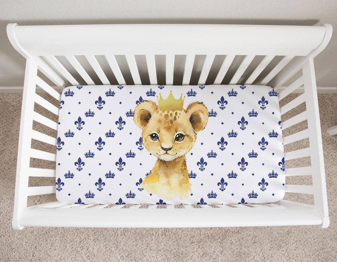 Lion Crib Sheet, Crib Sheets Boy, Lion Crib Bedding, Lion Prince
