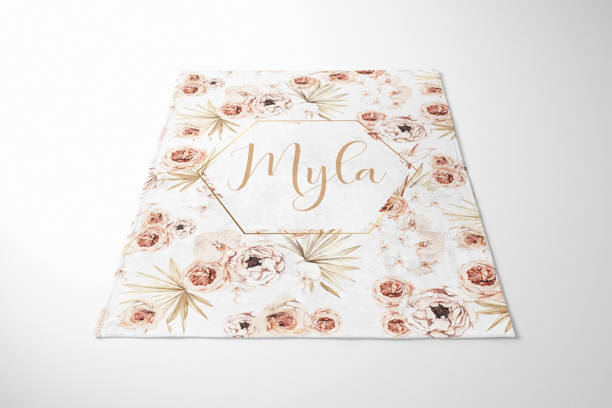 Personalized Newborn Gift Personalized Baby Blanket With Name - Custom Floral Fleece Blanket For Girls Custom Name Blanket