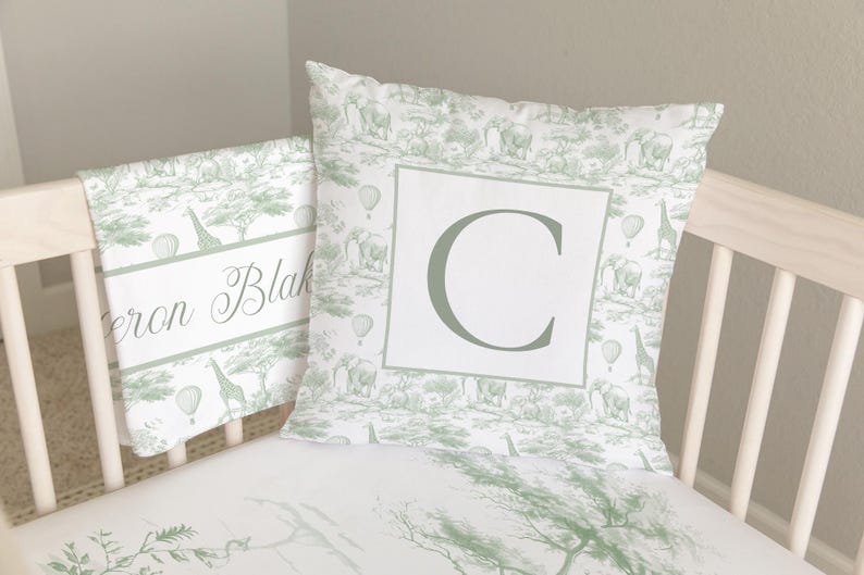 Safari Nursery Bedding Set, Baby Boy Crib Bedding, Green Crib Bedding