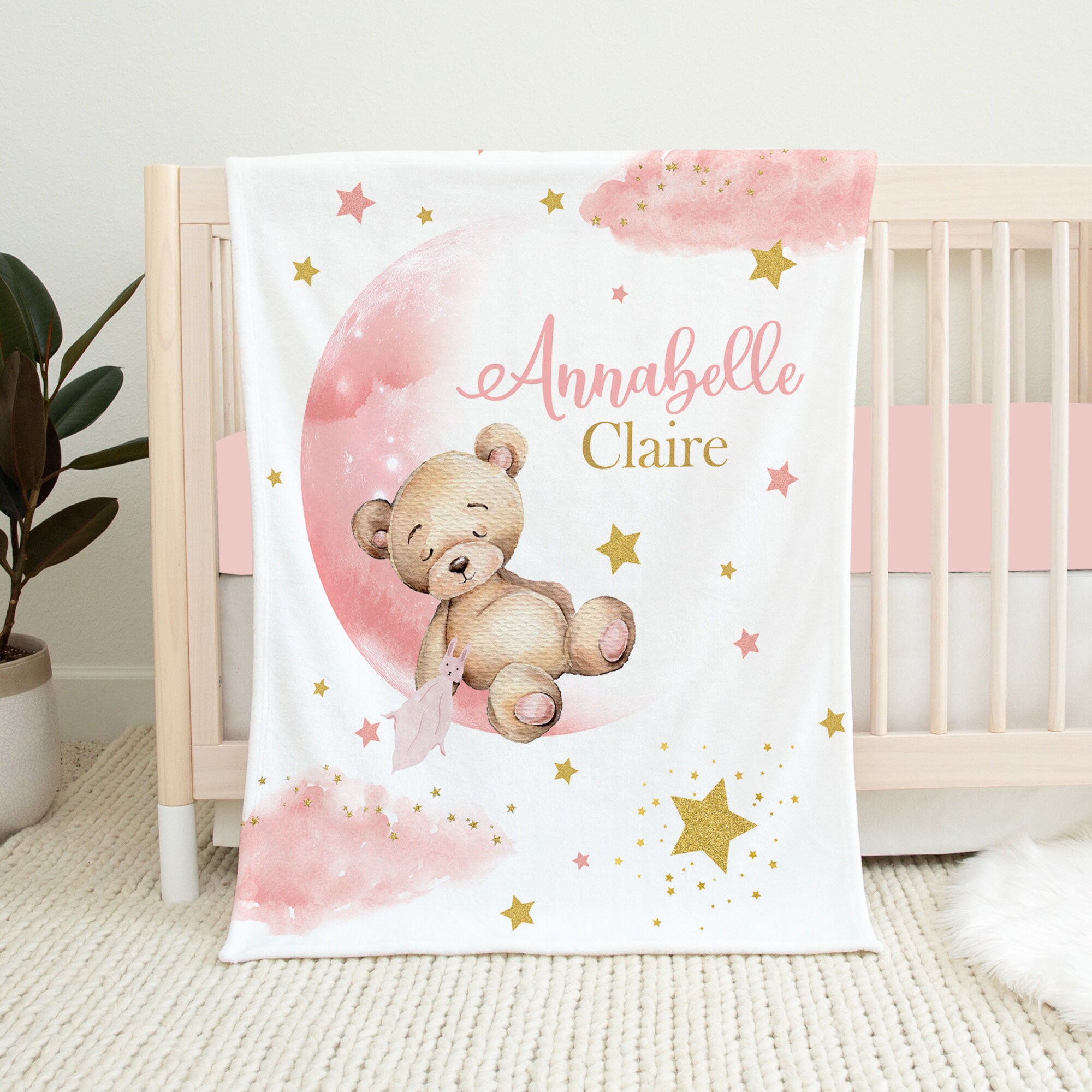 Teddy bear blanket pink hotsell
