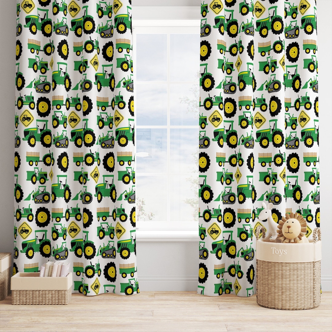 Tractor Window Curtains, Tractor Nursery Curtains, Baby Boy Nursery