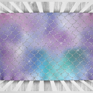 Mermaid Crib Sheet, Mermaid Crib Bedding, Mermaid Nursery, Teal Purple Crib Bedding, Baby Mermaid Bedding, Baby Girl Crib Sheet, Girl Crib