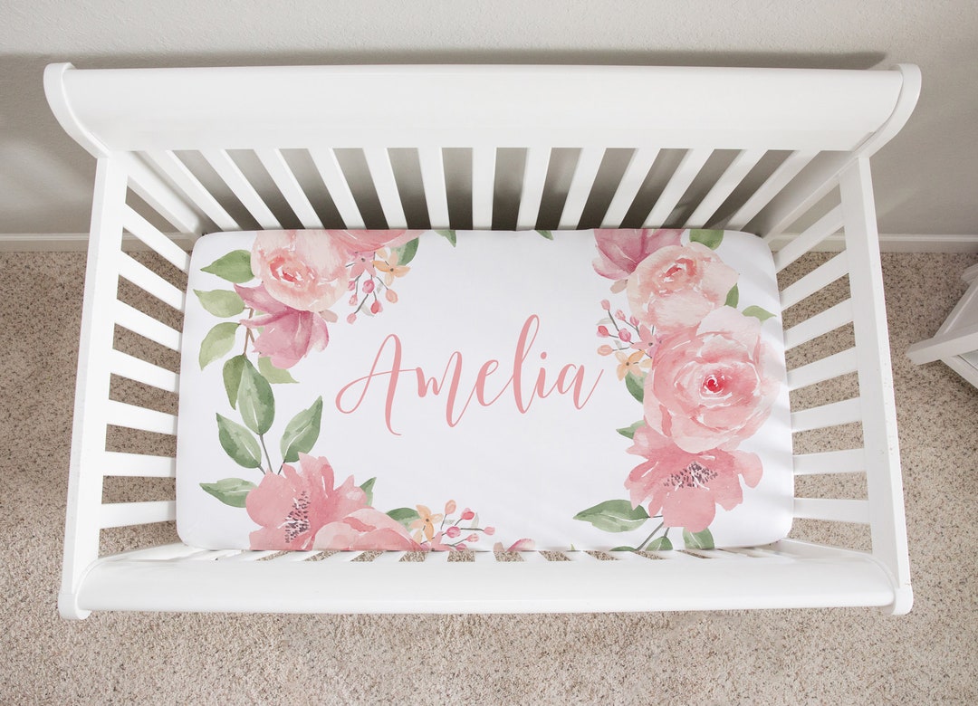 Floral Crib Sheets, Baby Girl Crib Sheet, Custom Crib Sheet ...