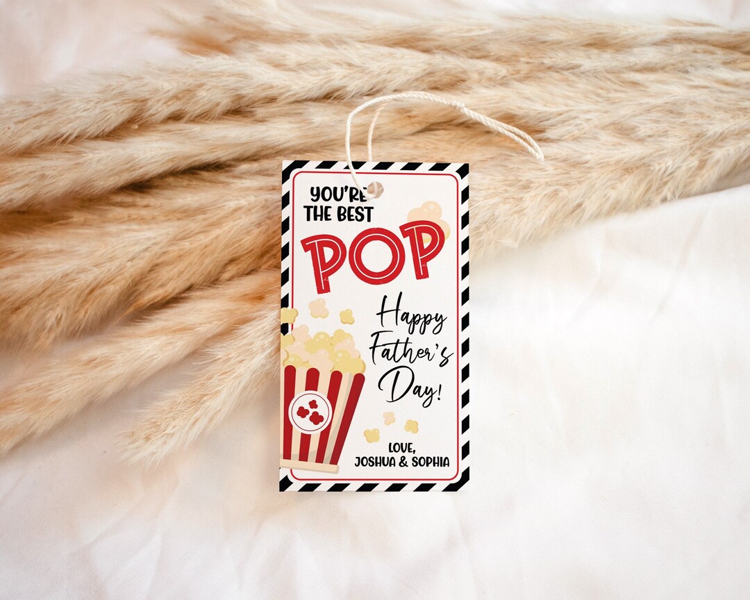 Fathers Day Popcorn Tag, Father's Day Gift Tag, Best Pop Fathers Day