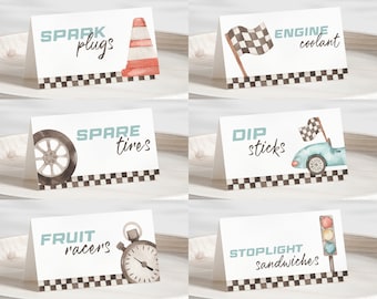 Race Car Food Tent Labels, Editable Template, Printable Tent Cards, Two Fast Race Car Food Labels, 2nd Birthday Template, Place Cards, RCB1