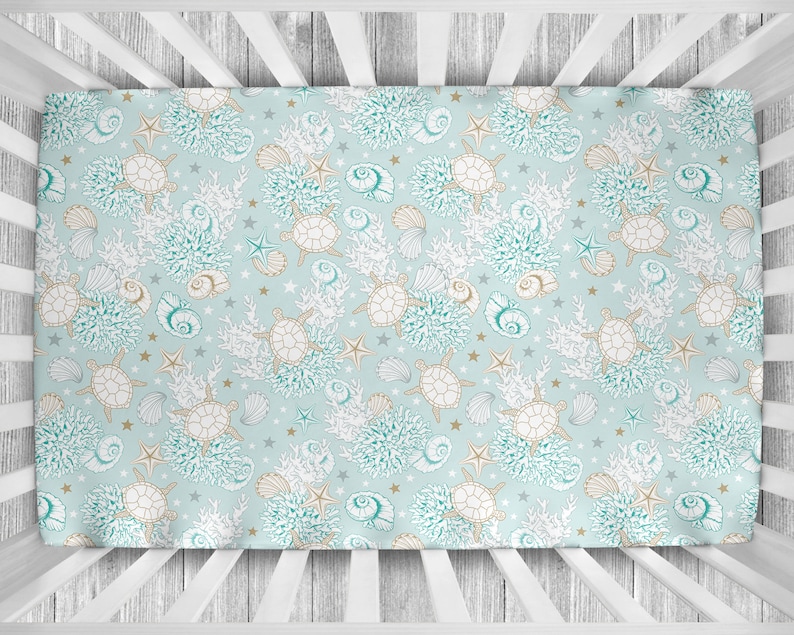 Ocean Crib Sheet Sea Turtle Crib Sheet Ocean Crib Bedding Etsy