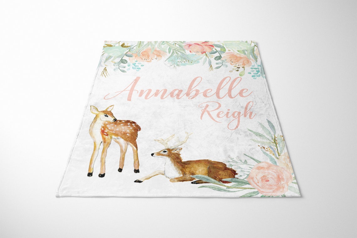 Deer Blanket Girl Baby Girl Blanket Deer Baby Blanket Etsy