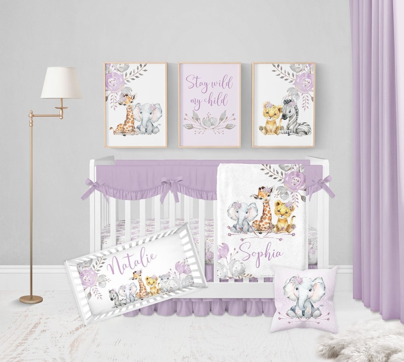 Safari Crib Bedding Set Crib Bedding Set Girl Safari Animal Etsy