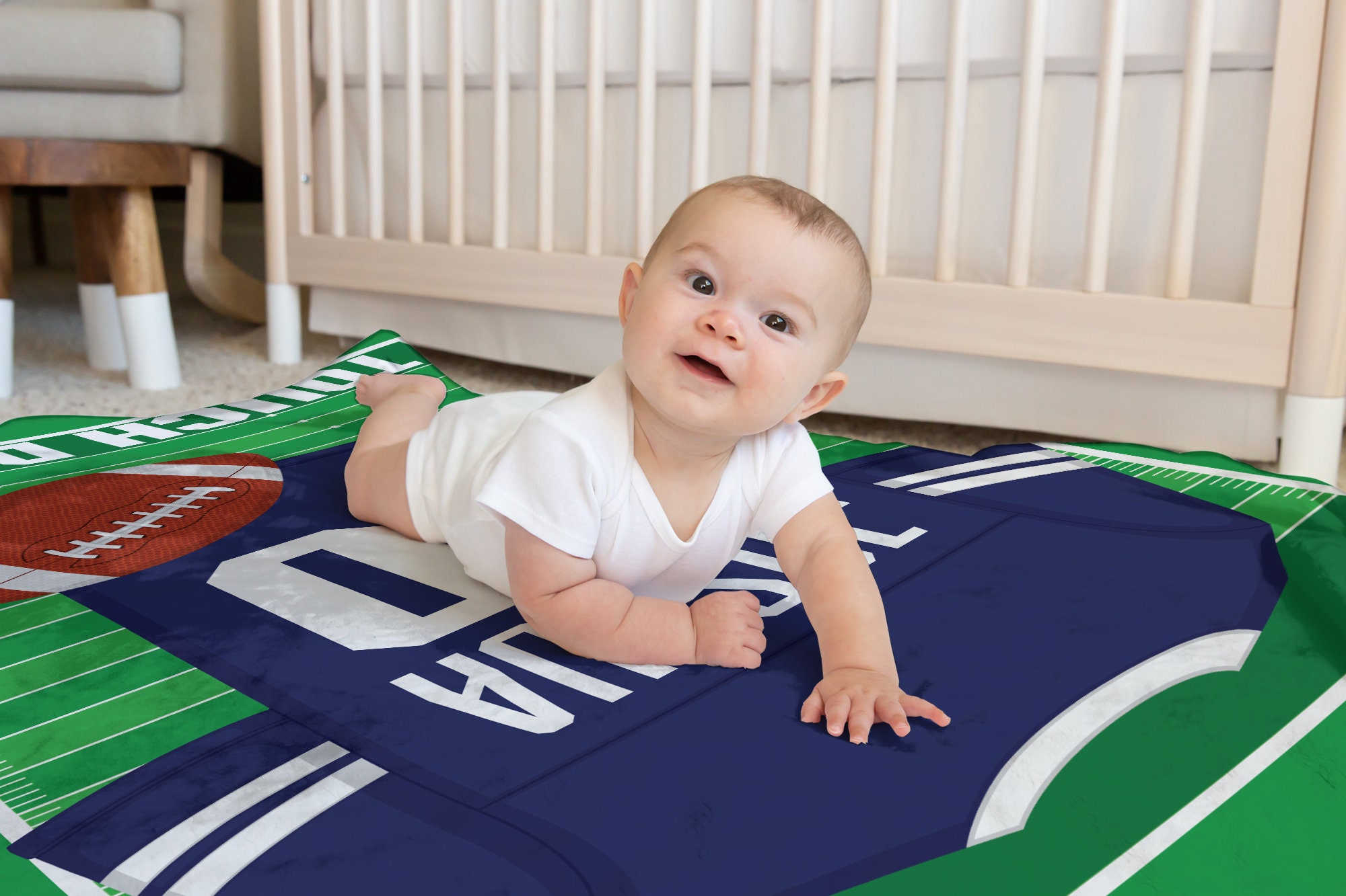 Personalized Football Blanket Baby Name Blanket Baby Boy Etsy UK