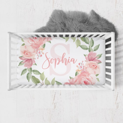 Custom Baby Girl Crib Sheet Personalized Crib Sheet Floral Etsy