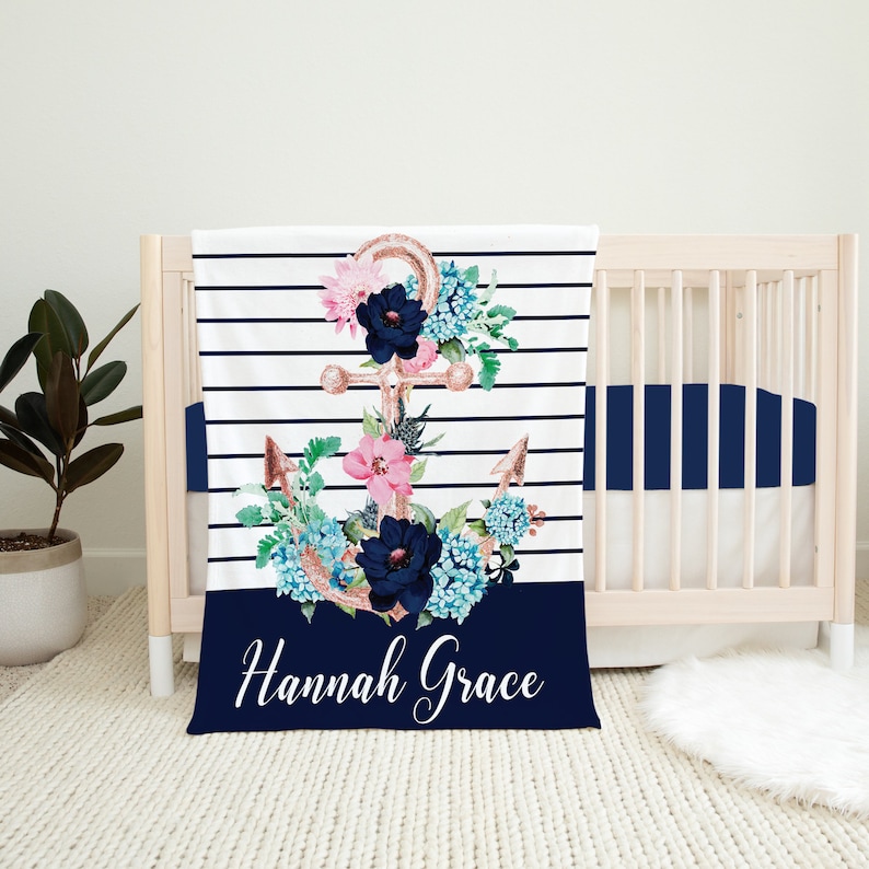 Nautical Crib Bedding Set Crib Bedding Set Girl Nautical Etsy