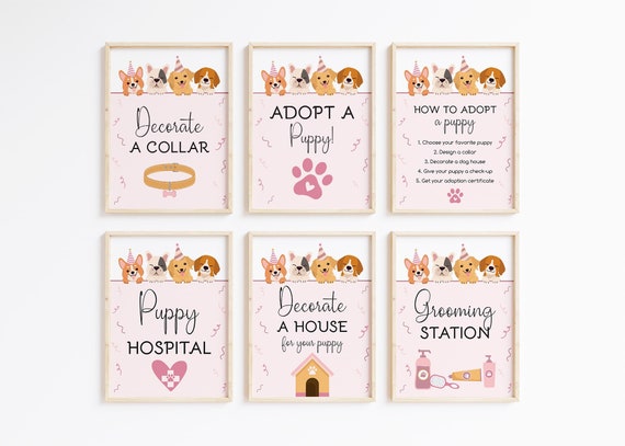 Puppy Party Games, Printable Puppy Party Signs, Adopt A Puppy Party, Puppy Adoption Party, Lets Pawty Birthday Dog Birthday Instant Download