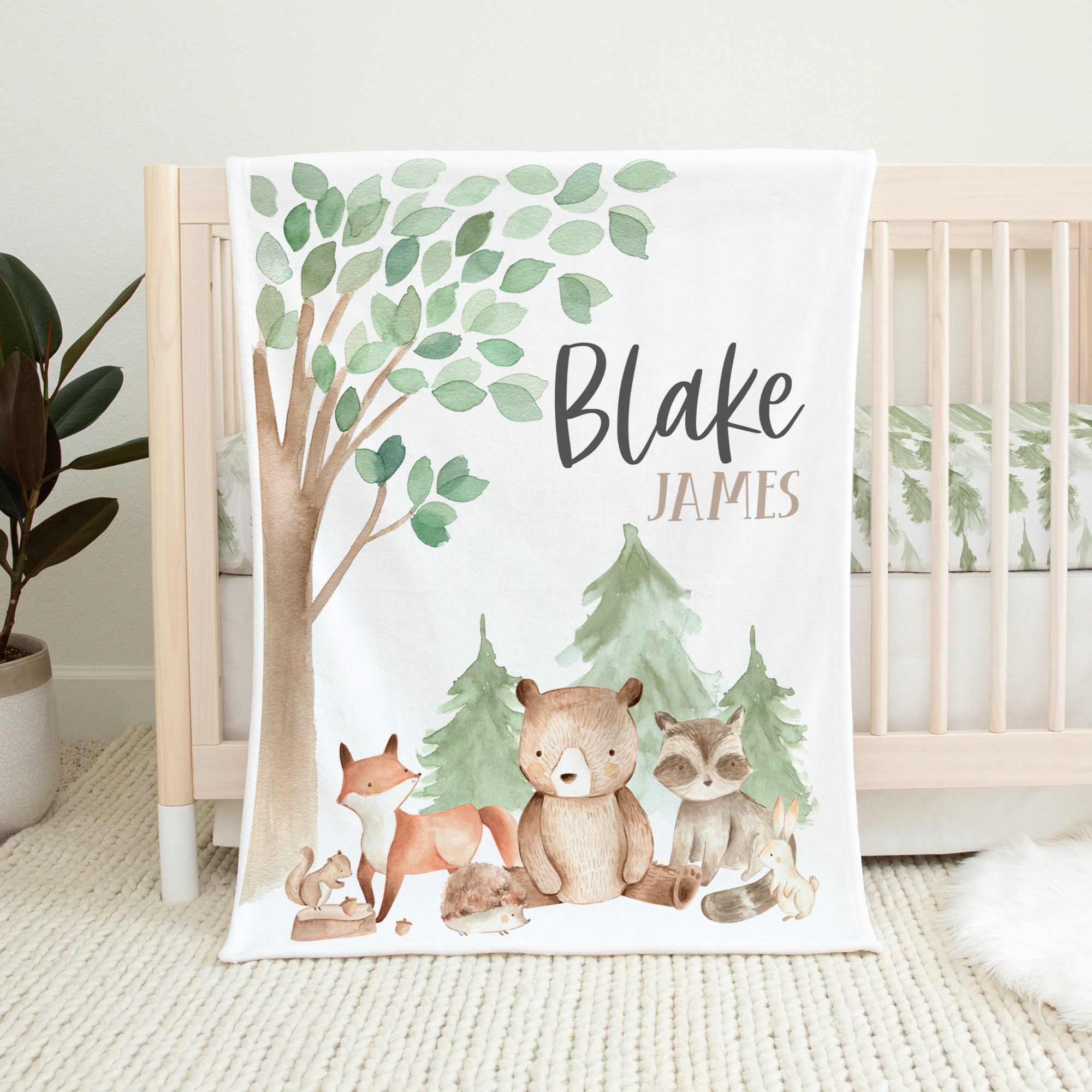 Woodland Crib Bedding Set, Baby Boy Crib Bedding Set, Woodland Nursery