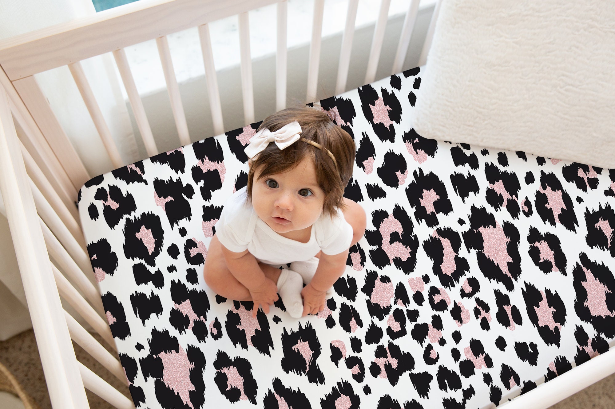 Black and Pink Leopard Pattern Crib Sheets Leopard Print Nursery