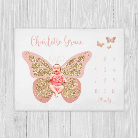 Manta bebé personalizada Mariposas y Estrellas