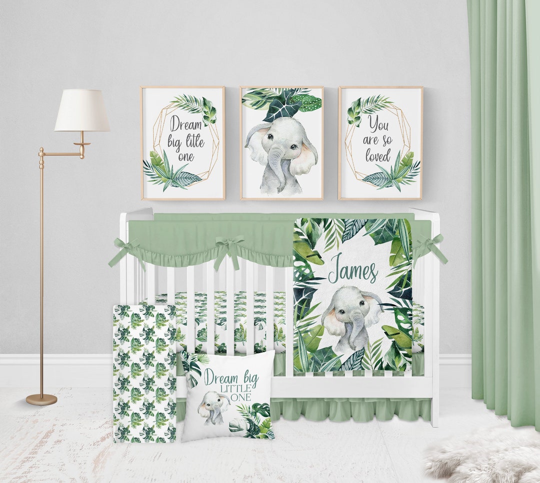 Elephant Crib Bedding Set, Boy Crib Bedding Set, Elephant Nursery