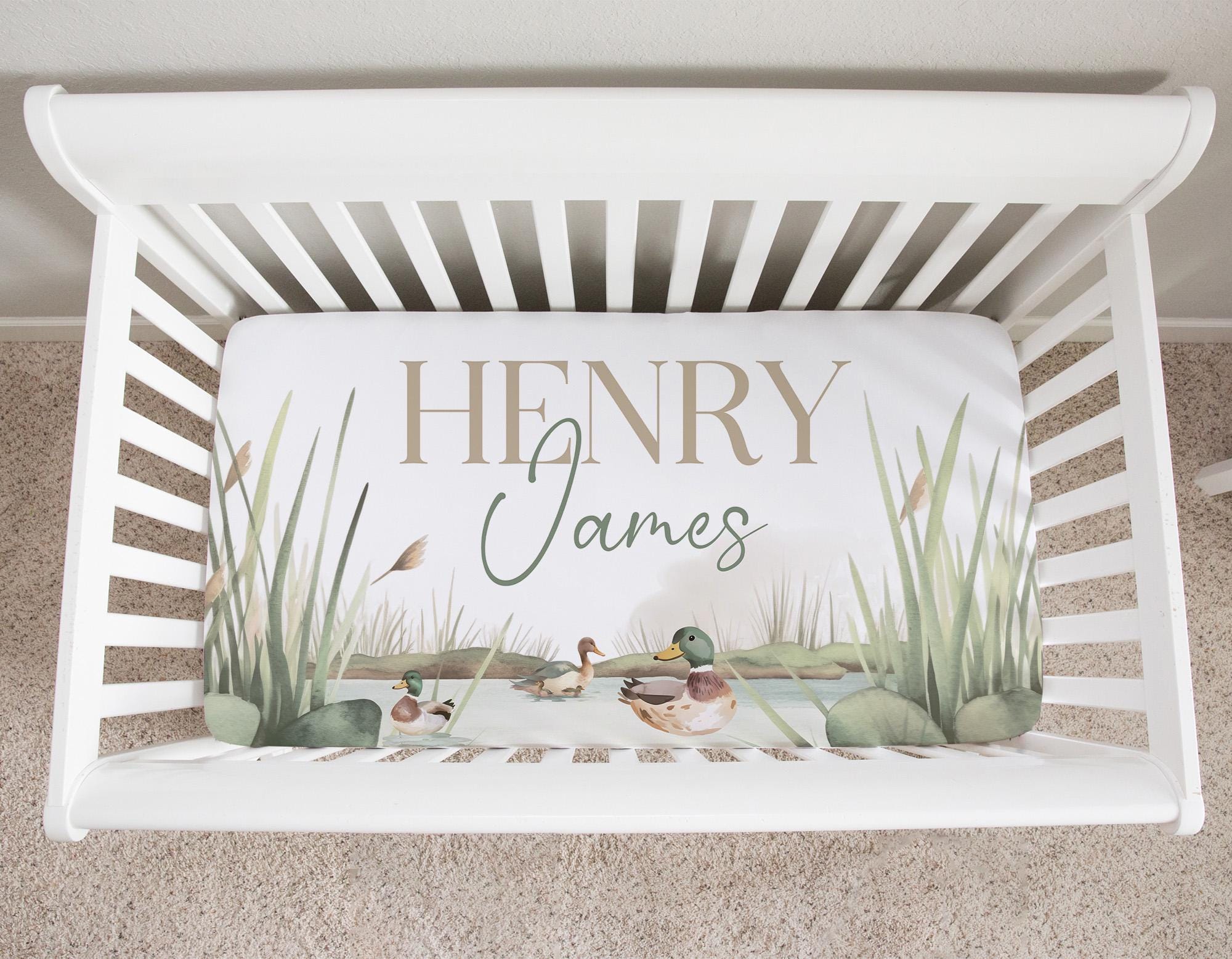 Mallard Duck Nursery Bedding Set, Baby Boy Bedding Set, Gingham Crib ...