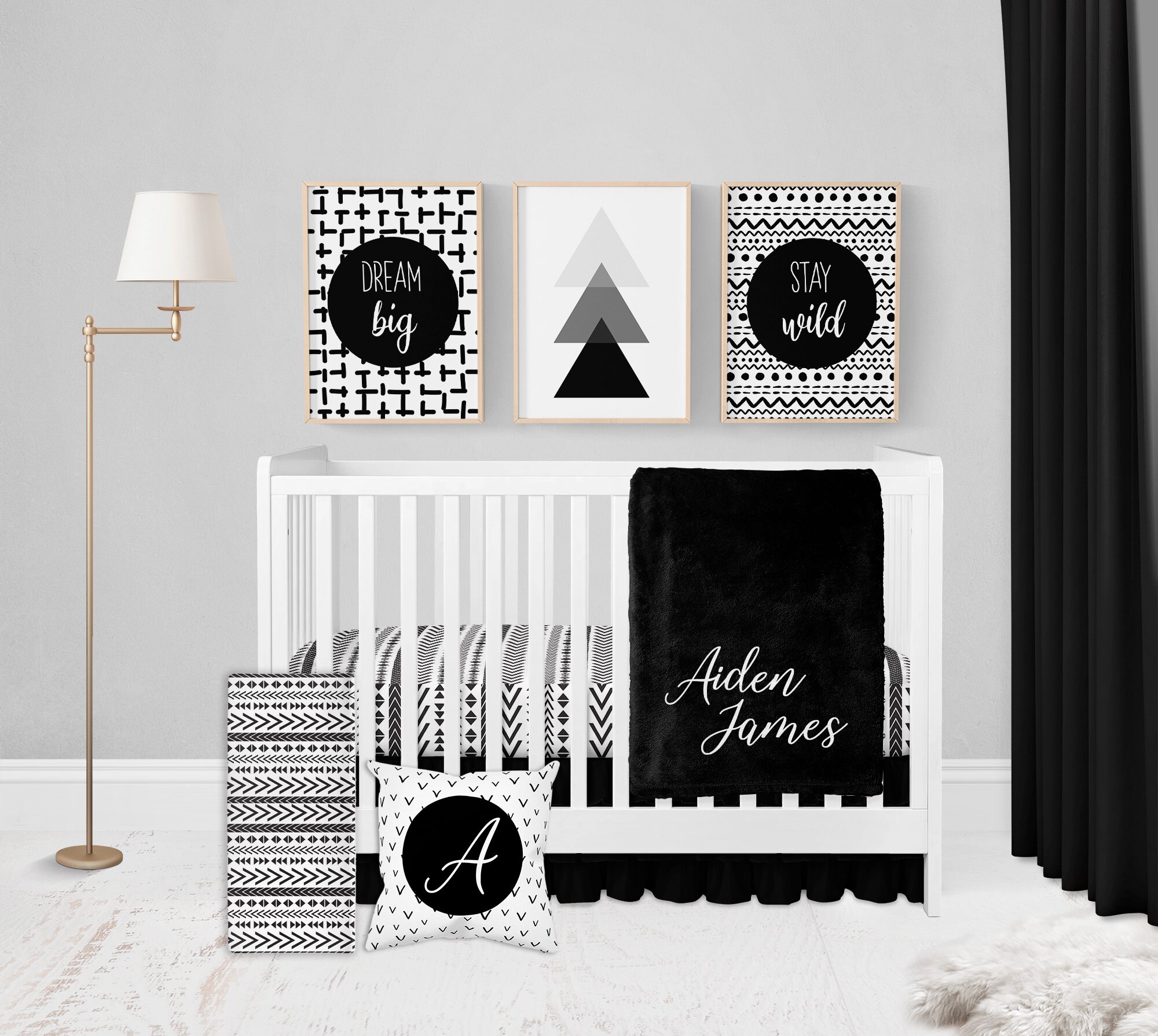 Black and white crib sheets discount