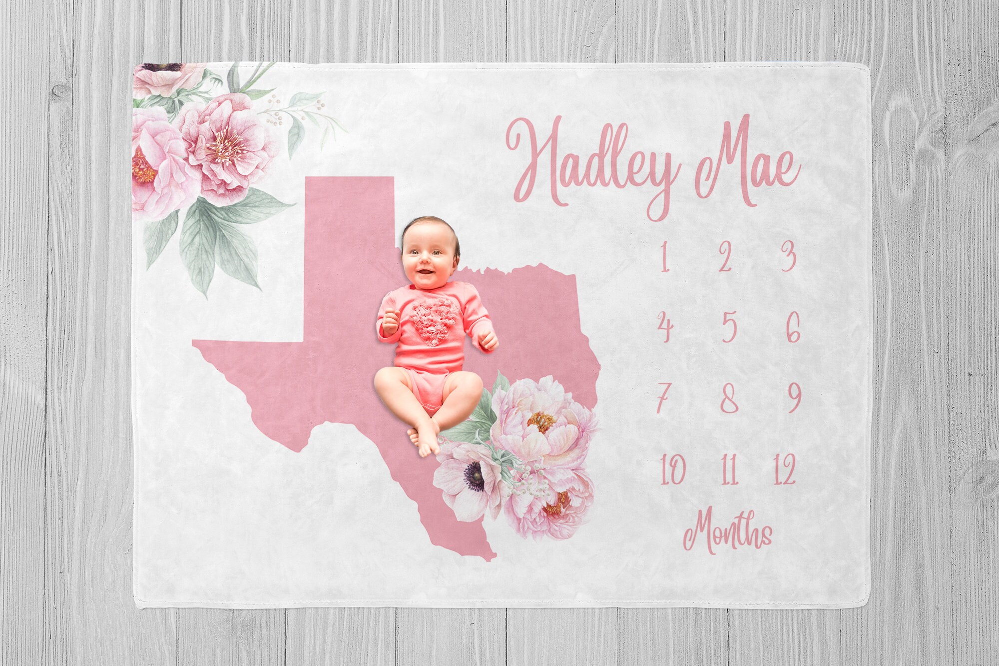Baby Girl Milestone Blanket Personalized Texas Baby Blanket Floral Milestone Blanket Baby Shower Gift Monthly Milestone Texas Baby Gift Etsy Canada