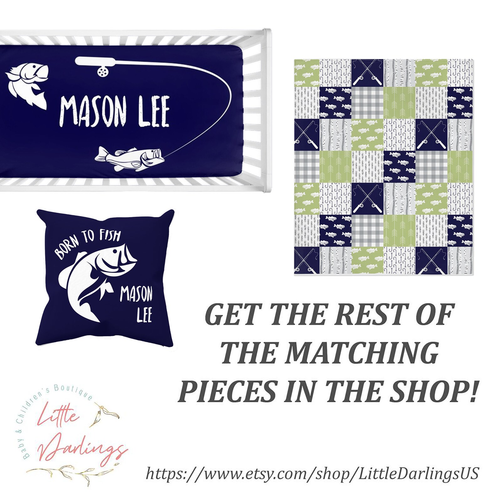 Fish Crib Sheet Fishing Baby Nursery Boy Crib Sheet Navy Etsy