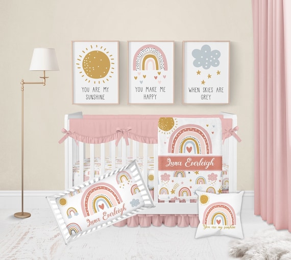 Baby Girl Crib Bedding Set Rainbow Crib Bedding Set Boho Crib