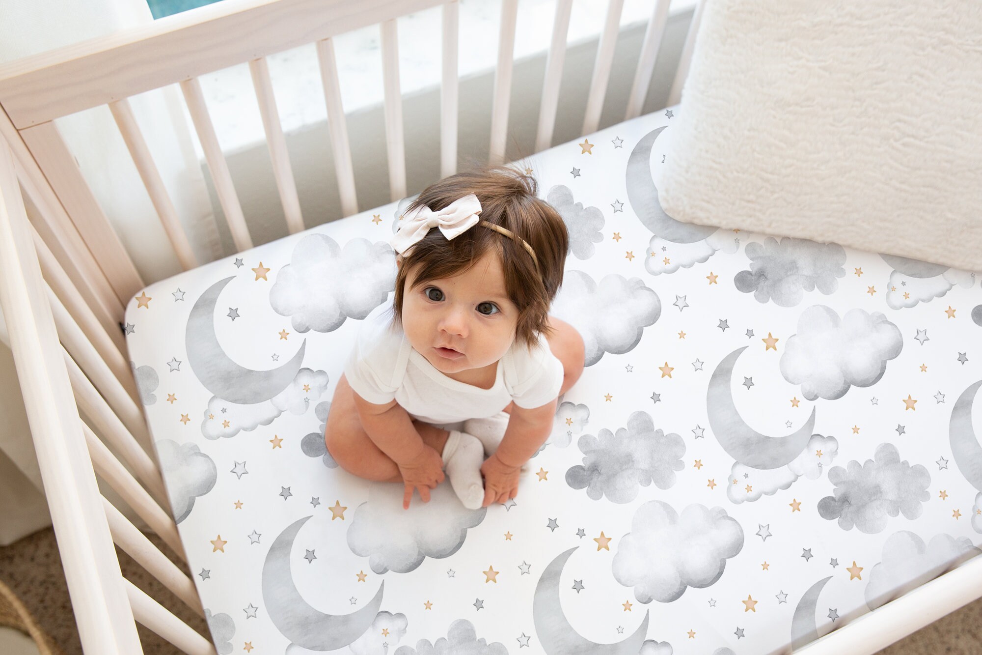 Neutral Crib Bedding Set Moon and Stars Crib Bedding Gender Etsy