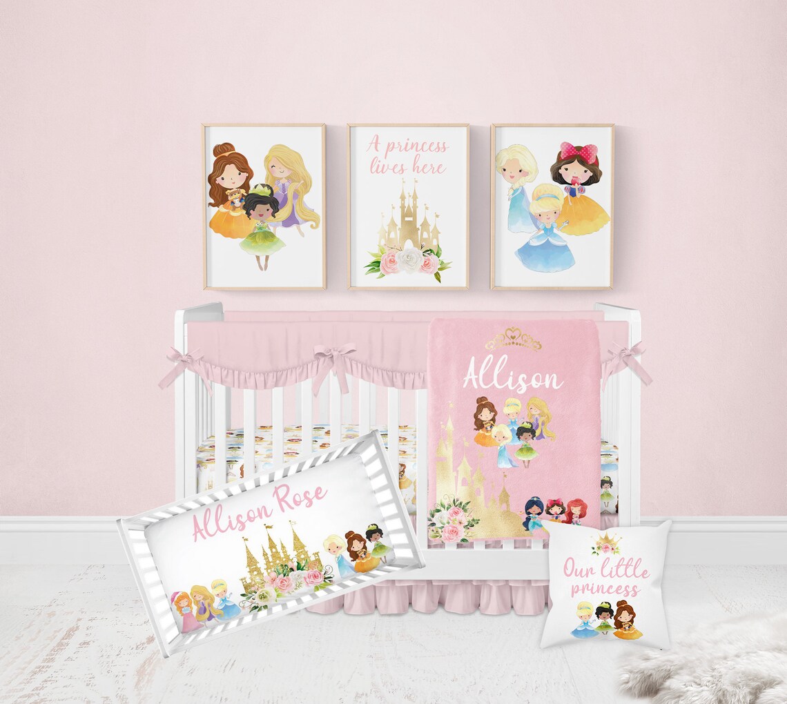 Personalized Princess Crib Sheet Princess Crib Bedding Etsy
