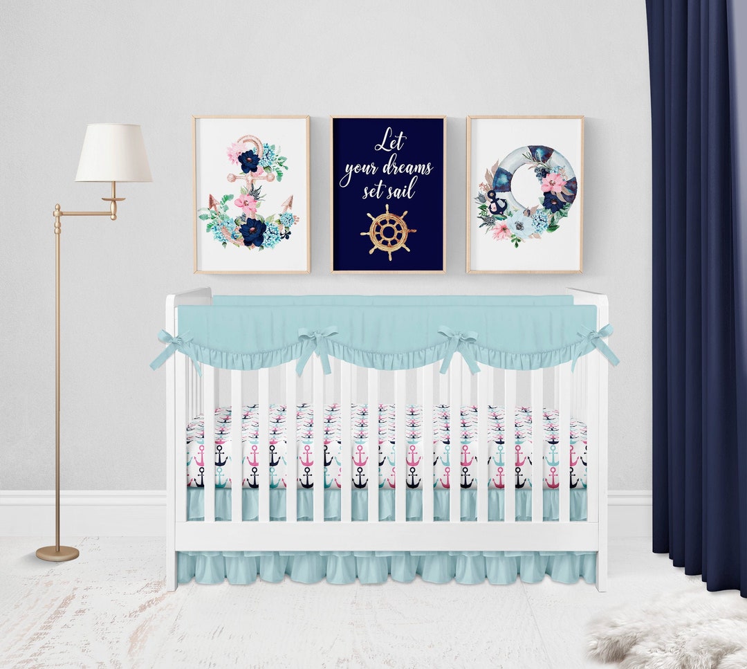 Nautical Nursery Prints, Let Your Dreams Set Sail, Set of 3, Nautical