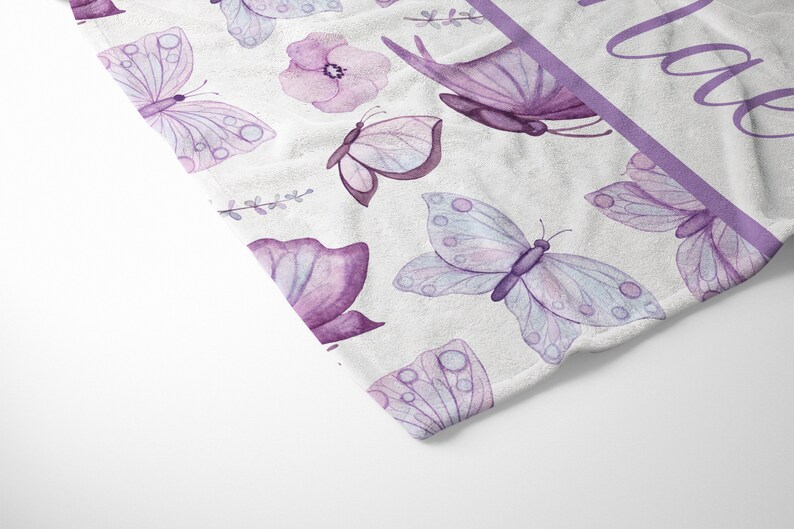 Personalized Butterfly Baby Blanket Butterfly Nursery Purple Etsy