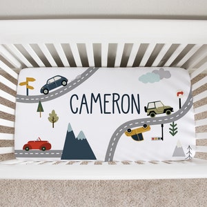 Personalized Car Crib Sheet, Car Crib Bedding, Crib Sheets Boy, Car Nursery, Car Nursery Bedding, Baby Boy Nursery Bedding