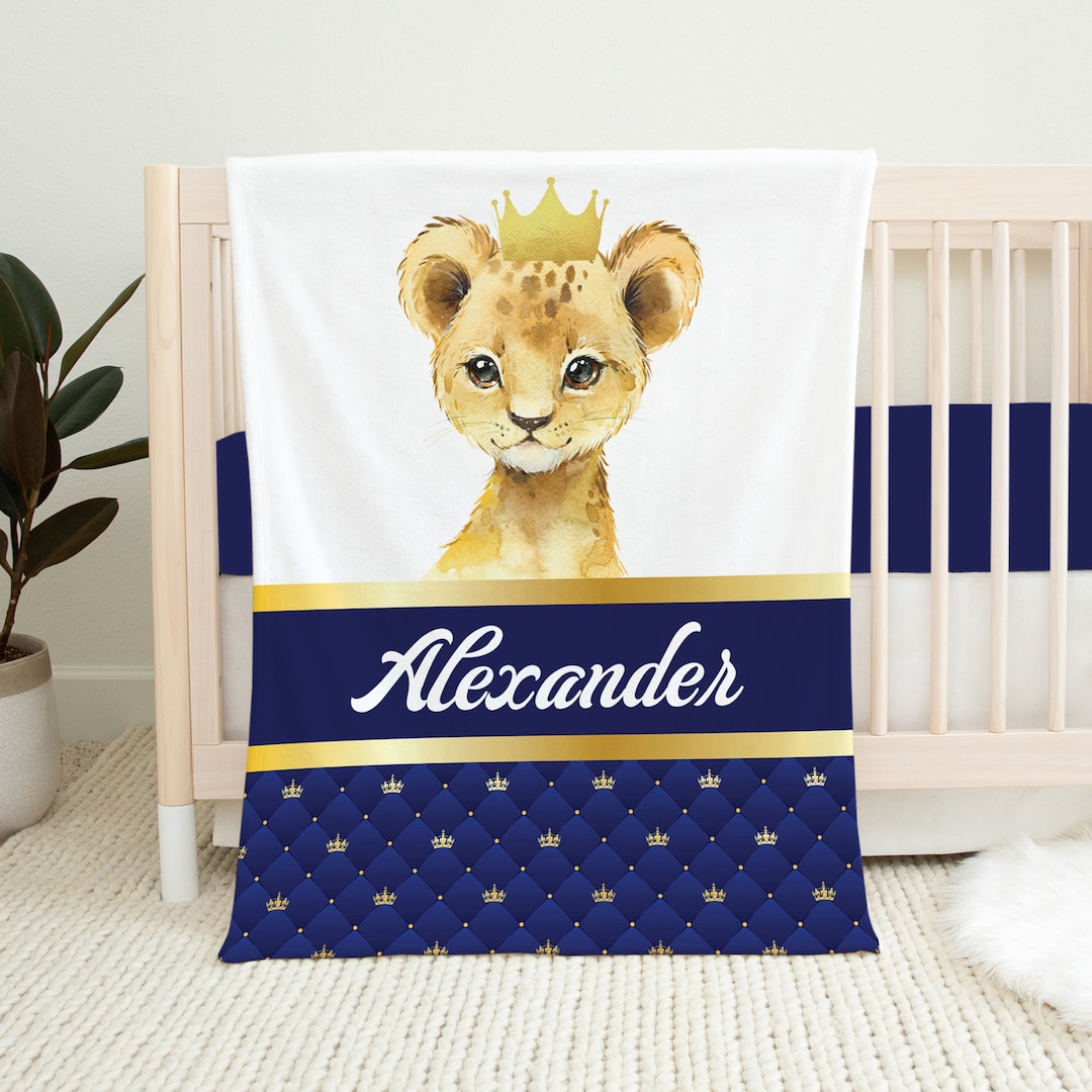 Personalized Lion Baby Blanket, Safari Baby Blanket, Lion Nursery, Baby