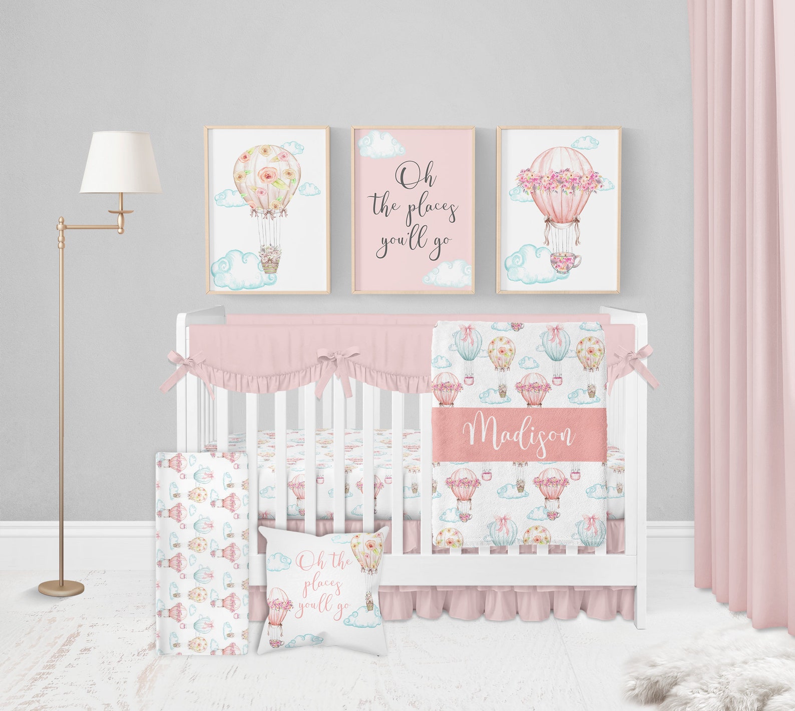 Hot Air Balloon Baby Blanket Personalized Baby Girl Blanket Etsy