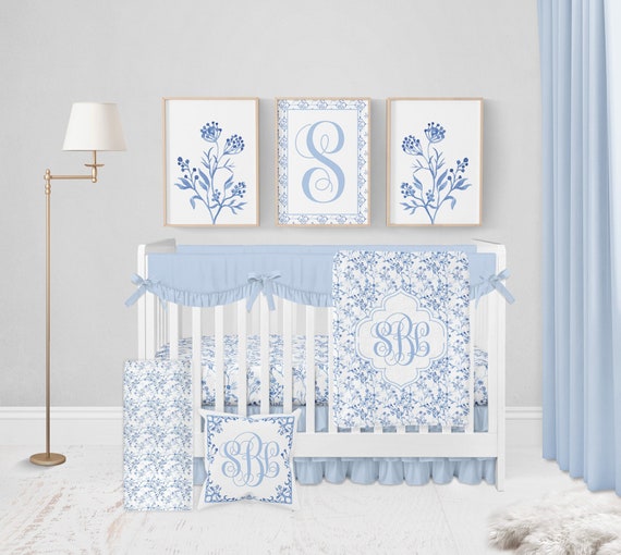 blue crib and dresser set McCall modest midi in perwinkle charm – JanieLanie main image 1