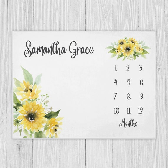 Sunflower Milestone Blanket Baby Girl Milestone Blanket Baby