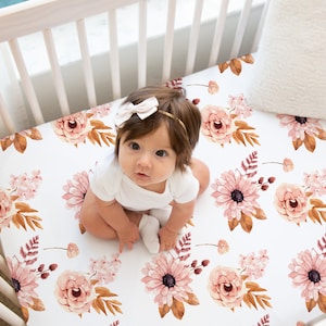Floral Crib Sheets, Boho Floral Crib Sheet, Crib Sheets Girl, Floral Nursery, Floral Crib Bedding, Baby Girl Crib Bedding Pastel