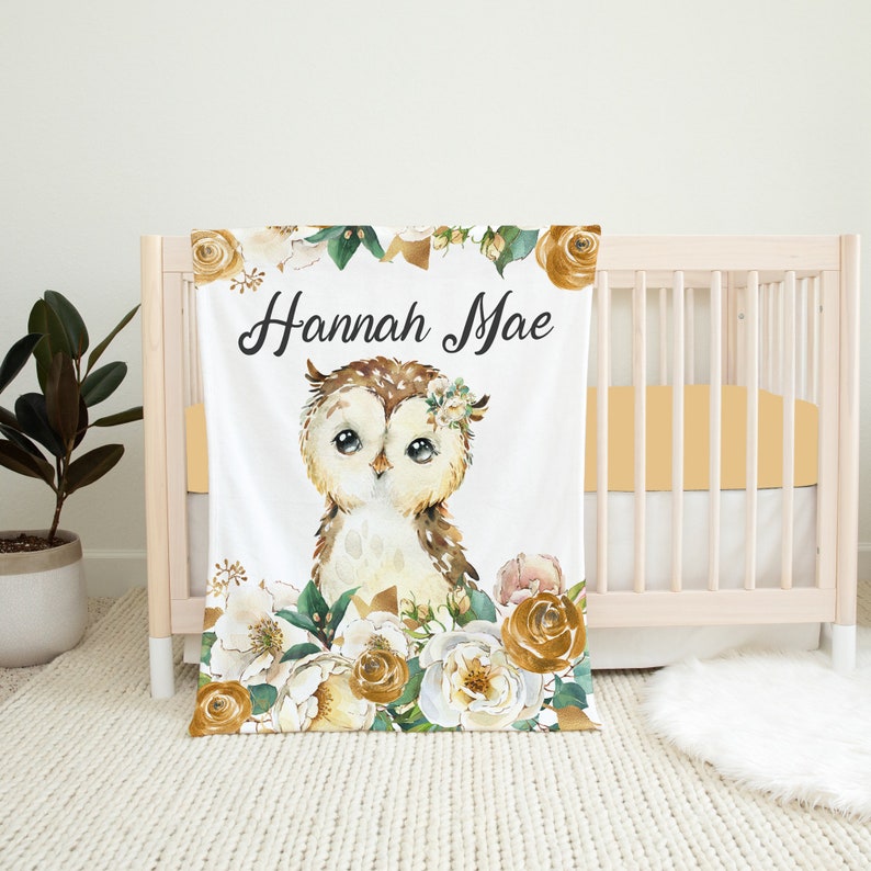 Owl Crib Bedding Set Floral Girl Crib Bedding Woodland Etsy