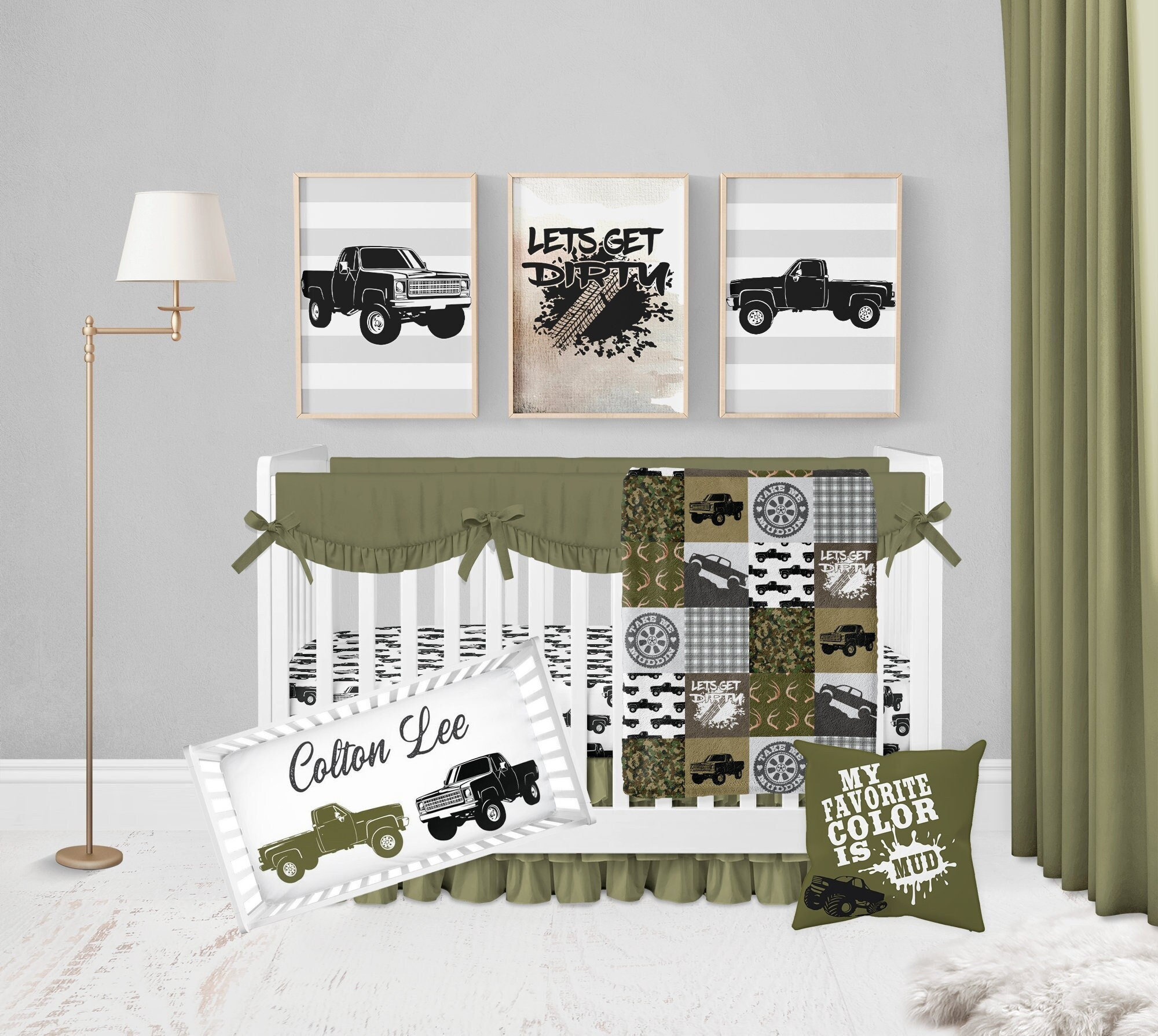 Country Crib Bedding, Baby Boy Crib Bedding Set, Country Baby Boy