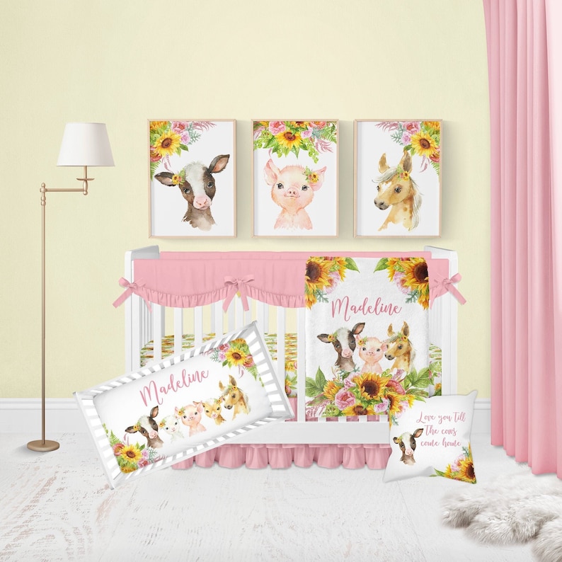 Farm Crib Bedding Set Baby Girl Nursery Bedding Set Etsy