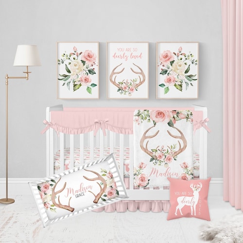 Woodland Baby Girl Bedding Baby Girl Deer Crib Bedding Set Etsy