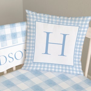 Baby Boy Crib Bedding Set, Blue Baby Bedding Crib Sets Boy, Baby Boy Nursery, Boy Nursery Bedding Set Boy, Blue Gingham Crib Bedding Set Boy image 6