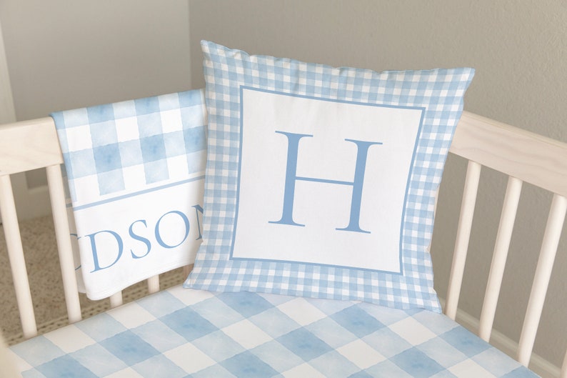 Baby Boy Crib Bedding Set, Blue Baby Bedding Crib Sets Boy, Baby Boy Nursery, Boy Nursery Bedding Set Boy, Blue Gingham Crib Bedding Set Boy image 6