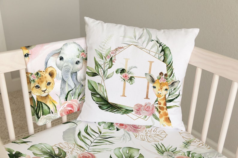Safari Crib Bedding Set Baby Girl Crib Bedding Pink Floral Etsy