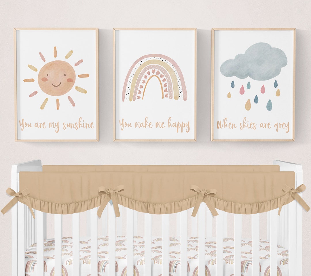 Rainbow Nursery Wall Art, You Are My Sunshine, Set of 3 Prints, Rainbow ...