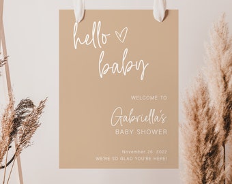 Boho Baby Shower Welcome Sign, Minimalist Baby Shower Sign, Neutral Shower Welcome Poster, Boho Baby Shower Decorations, Foam Board Sign MB1